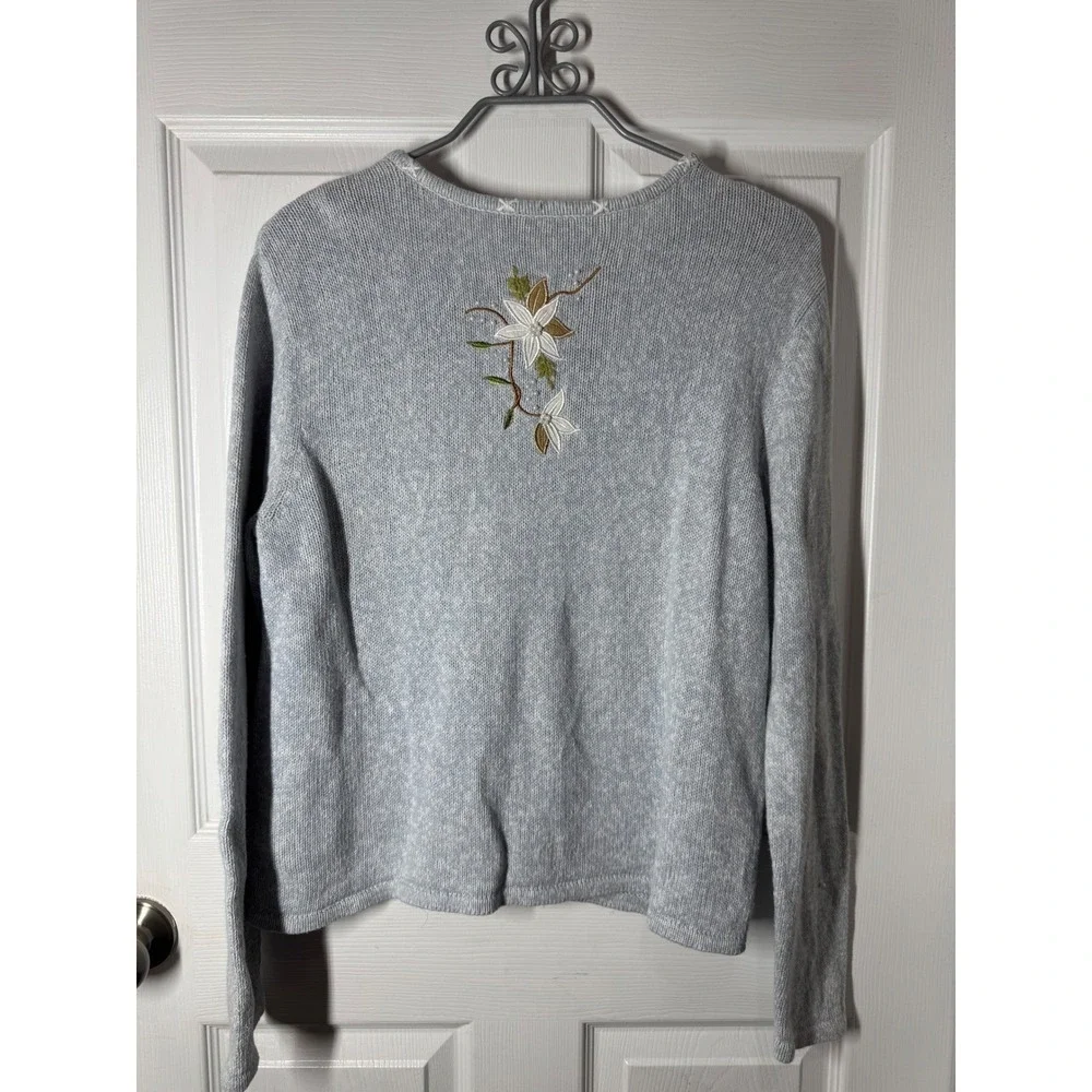 Erika Light‎ Blue Embroidered Floral Cardigan (Size M)